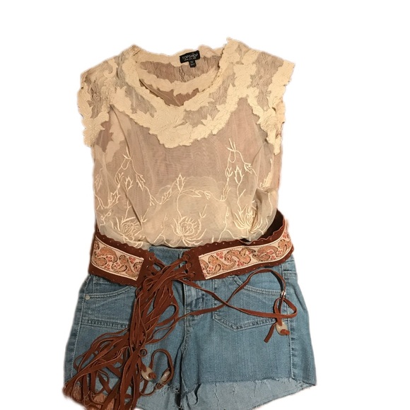 Topshop Tops - TOPSHOP rare sheer lace detail design top US 4